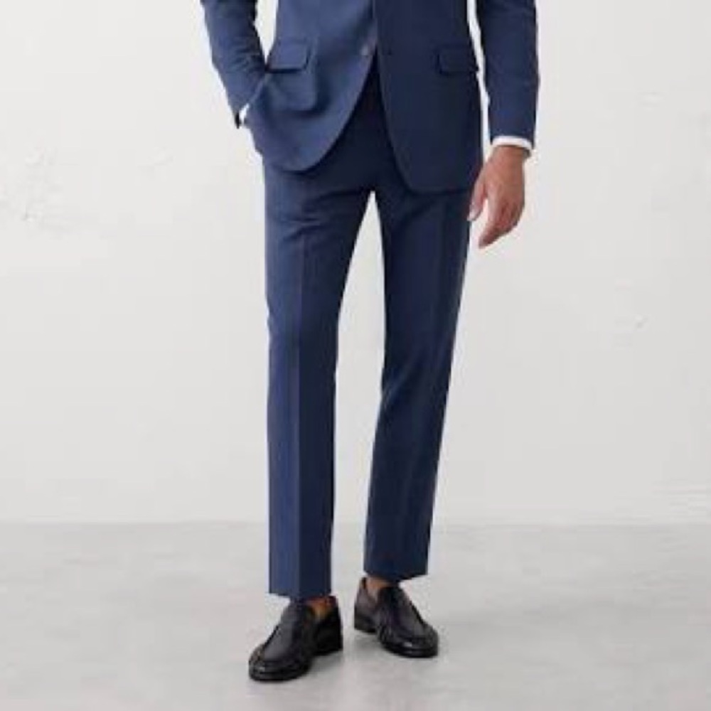 Tailored-Fit Linen-Cotton Blend Suit Pants